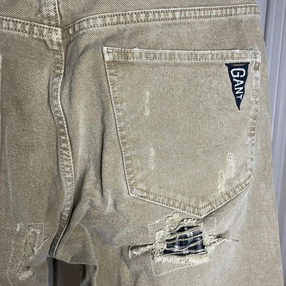 Vintage Gant Distressed  Patched Tan Jeans - Picture 2 of 10
